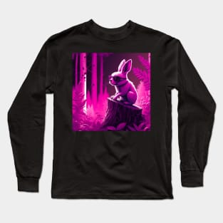 Quirky Magenta Rabbit Long Sleeve T-Shirt